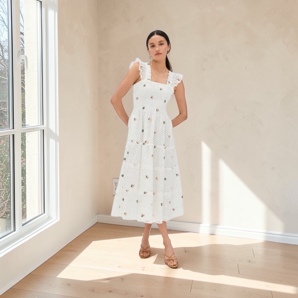 NEW Hill House Ellie Nap dress. Daisy Eyelet, white. S. NWT